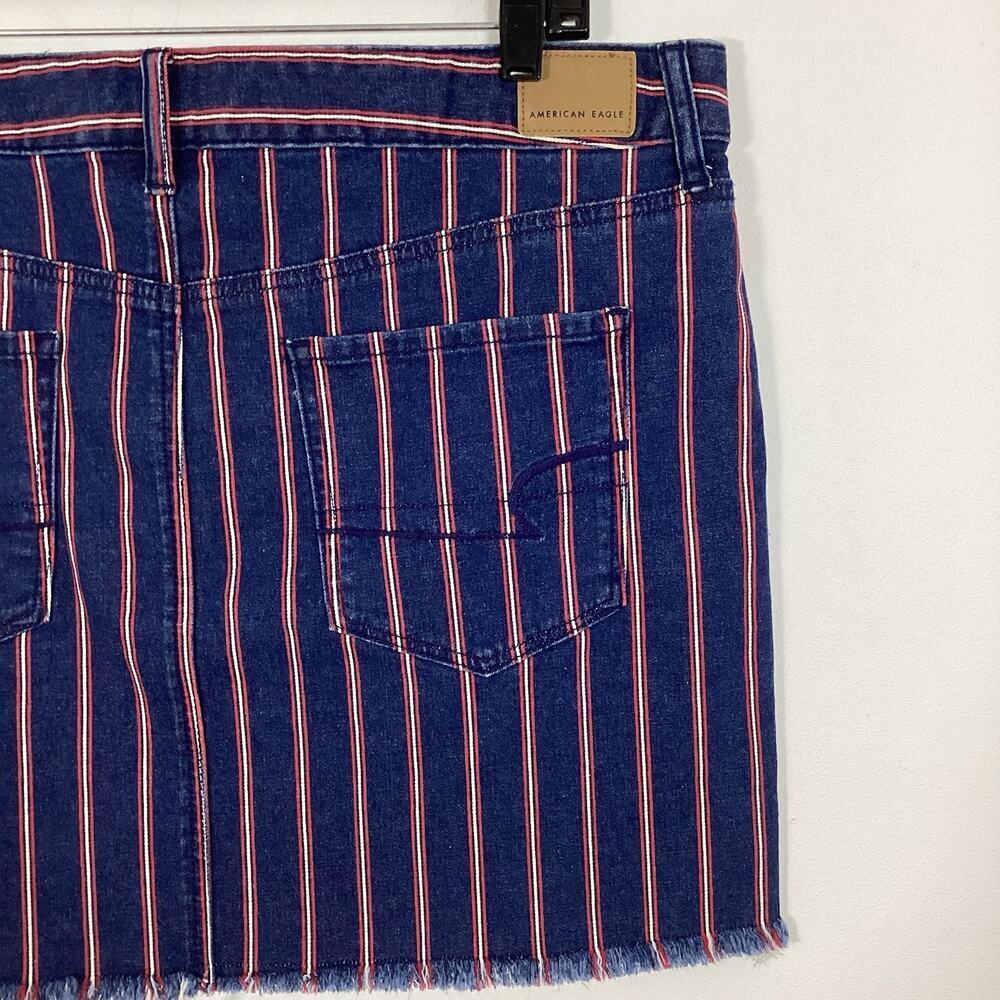American Eagle Mini Skirt Red White Blue Denim Striped Stretch July 4th Size 16 - Picture 7 of 9